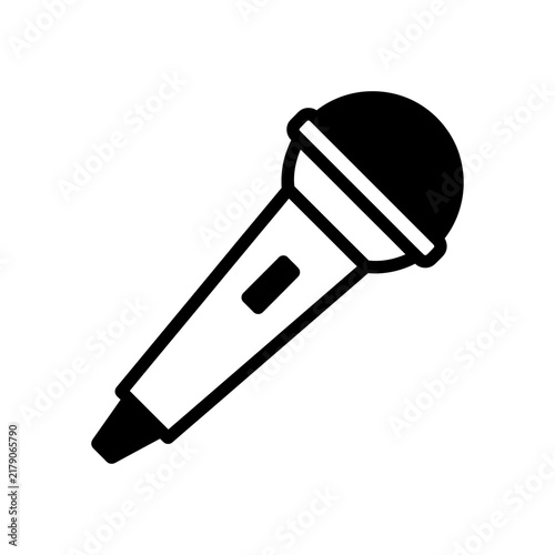 A black and white microphone icon depicts a vocal instrument with a rounded head and cylindrical body
