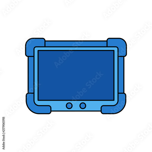 Tablet computer with protective case flat vector illustration on a white background portable digital device