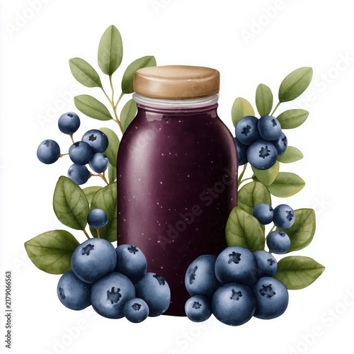 Blueberry watercolor building architecture illustration with green urban garden for eco friendly city project