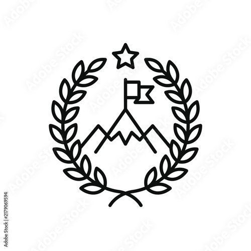 Achievement Symbol With Mountain Peak And Laurel Wreath