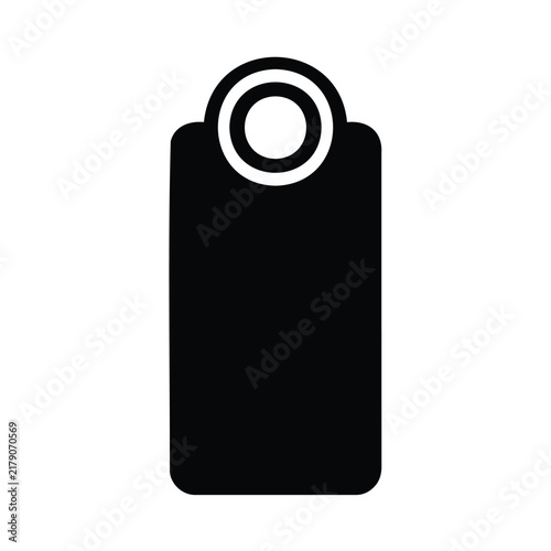 Black rectangular price tag vector icon for retail store sales and inventory label marker.