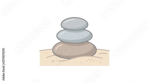 Photography Balanced zen stone stack on sand vector illustration