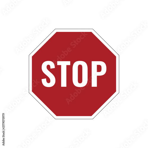 Red Octagon Stop Traffic Sign Vector Icon Isolated On White Background