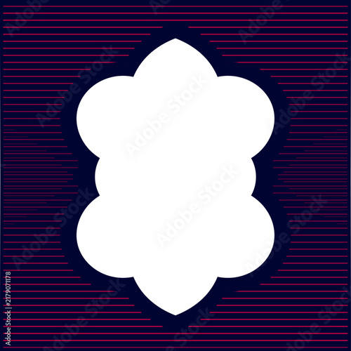 Abstract Scalloped Photo Frame Template With Horizontal Line Pattern Background