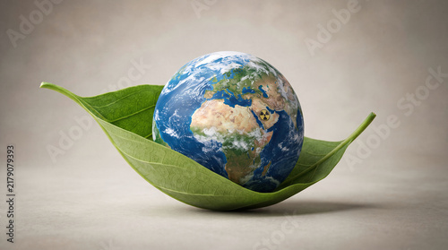 Green Planet Concept With Leaf Protecting Earth From Nuclear Risk