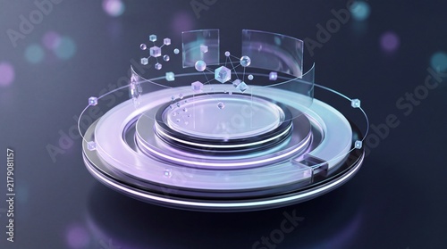 Plakat Futuristic digital interface with holographic elements, representing advanced technology and innovation.