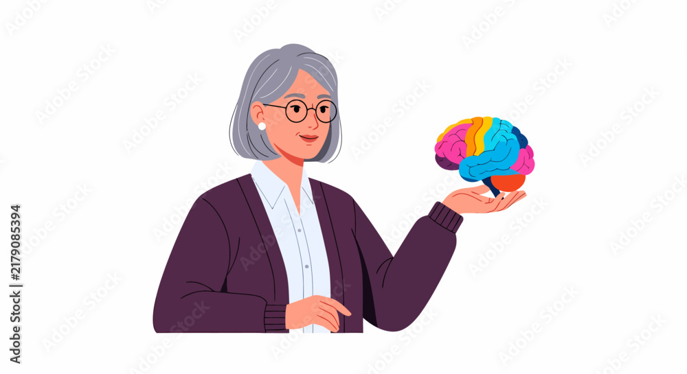 Fototapeta premium Hispanic Psychologist Pitching Mental Health Therapy Platform Brain