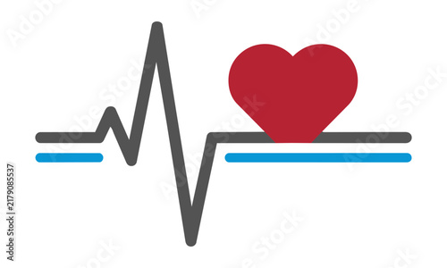 Minimalist heartbeat ekg pulse line with a stylized heart shape on white background medical health concept