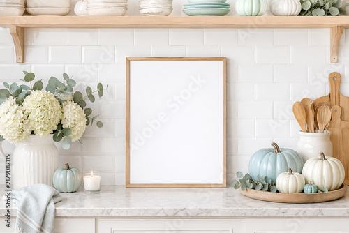 Mockup frame  in farmhouse style  autumn