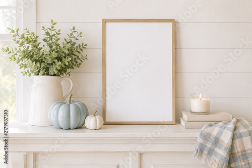 Mockup frame in farmhouse style  autumn