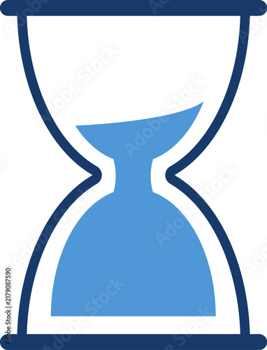 Flat blue hourglass icon representing time management and waiting concept