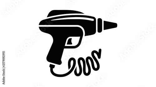 Vector illustration of pneumatic air blow gun icon silhouette for workshop and factory cleaning on a transparent background