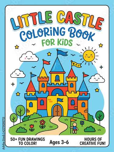 Little Castle Kids Coloring Book Cover Fairy Tale Vector