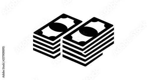 Vector illustration of two stacks of paper money banknotes icon on a transparent background