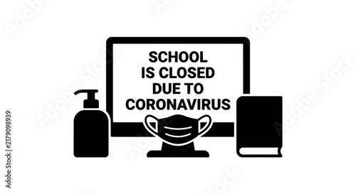 Vector illustration of school closed due to coronavirus concept icon on a transparent background