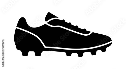 Vector illustration of black silhouette of a soccer cleat shoe on a transparent background