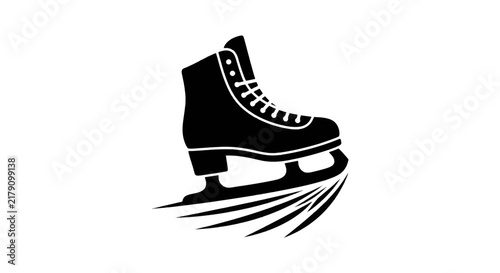 Vector illustration of ice skate icon with motion lines on a transparent background