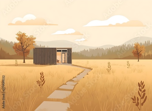 Minimalist Wellness Studio in Autumn Meadow