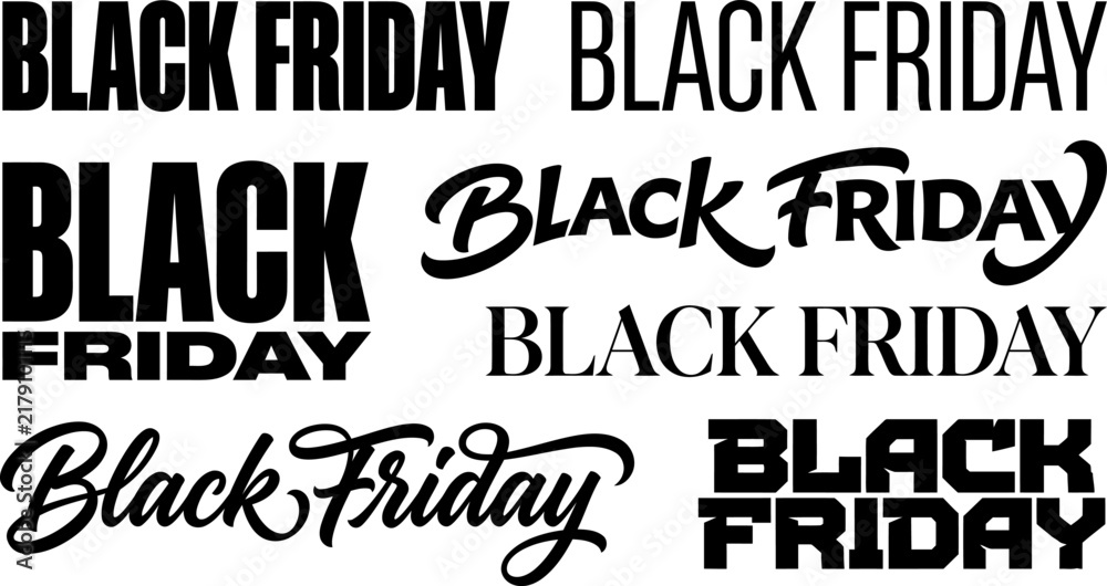 Obraz premium Black friday bold typography styles collection