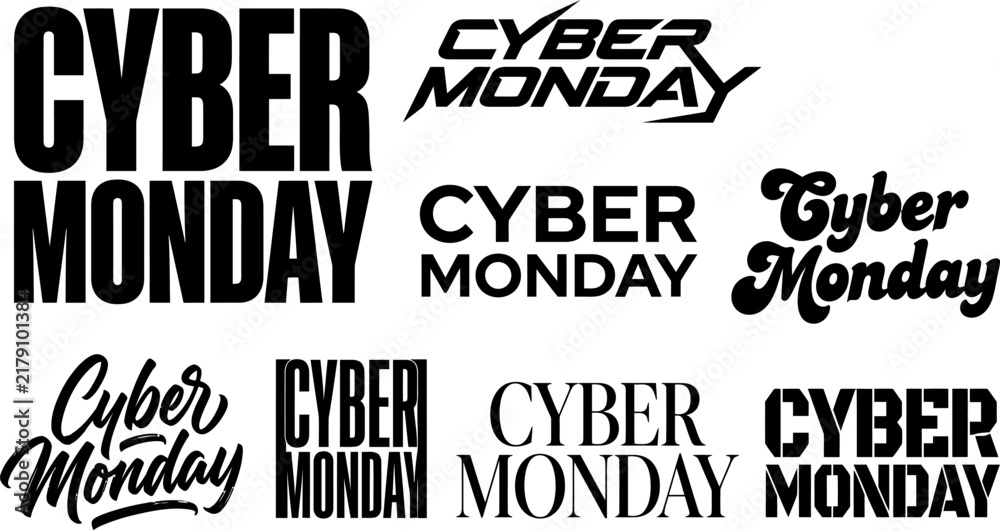 Obraz premium Cyber monday stylized text design collection