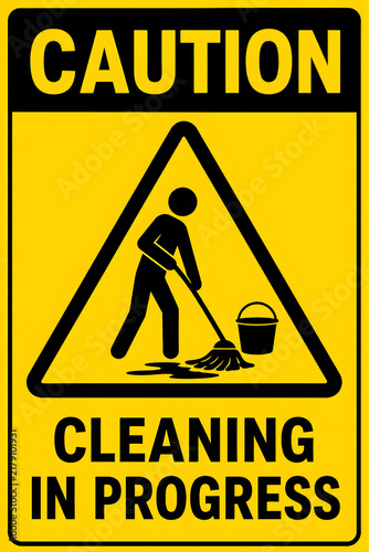 Caution Cleaning in Progress Safety Warning Sign