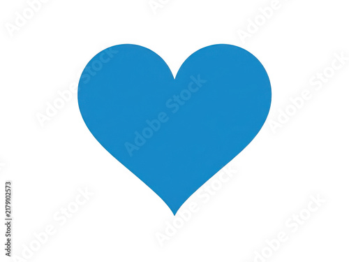 Simple blue heart shape icon for love and romance design isolated on transparent background