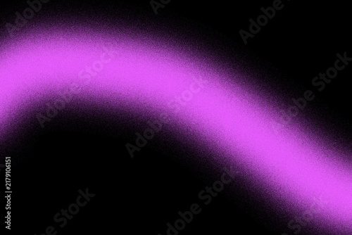 A vibrant and glowing purple light trail curves elegantly across a deep black background creating a soft and ethereal abstract visual effect for design