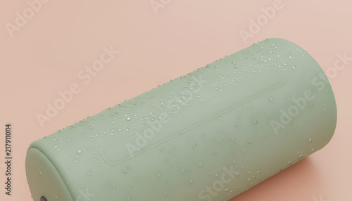 Fototapeta 緑の円筒ケースに付いた水滴