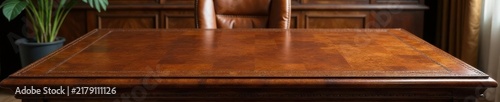 Rich top-grain leather executive desk, polished wood base , office furniture, texture, furniture