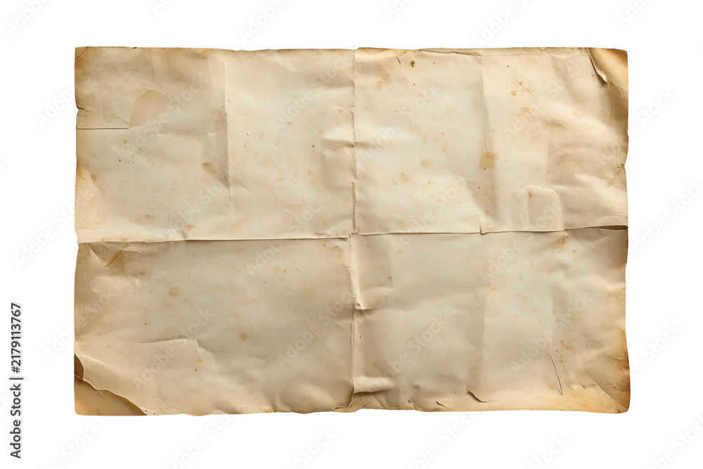 Fototapeta premium Large blank crumpled parchment sheet