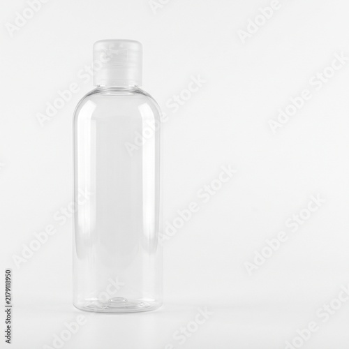 Minimalist Clear Plastic Flip Cap Bottle Mockup On White Background