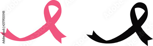 Pink and black ribbon vector illustration for breast cancer awareness month campaign design