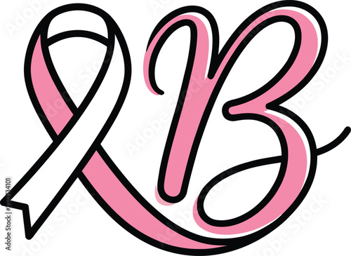 Pink ribbon symbol for breast cancer awareness month vector graphic illustration with awareness