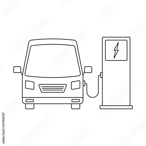 electric bus charging at station vector illustration