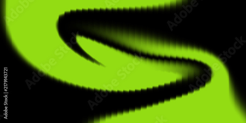 An abstract featuring a flowing lime green curved shape with a subtle texture on a solid black background, creating a motion effect