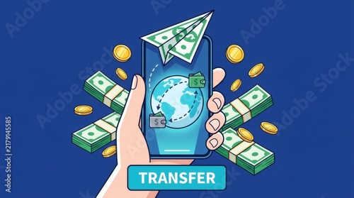 Smartphone Money Transfer Illustâ€¦ for Business Financial Growth Investment