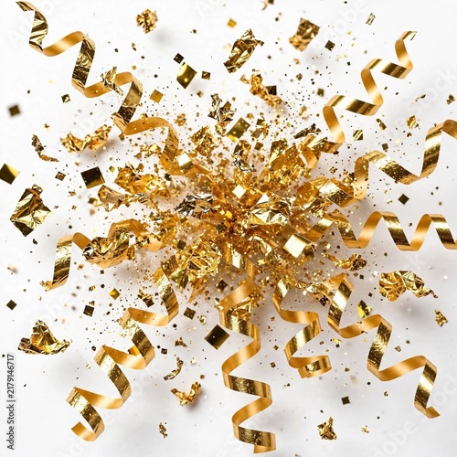 Isolated Gold Confetti Burst PNG - Festive Celebration Background Graphic Element