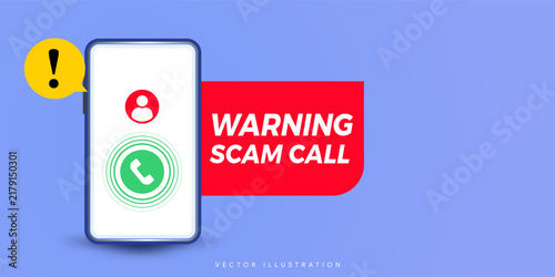 Incoming Scam Call Warning and Mobile Security Concept Vector Illustration