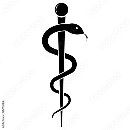 Rod of Asclepius and caduceus symbol