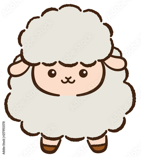 ひつじのかわいいキャラクターイラスト（線付き）