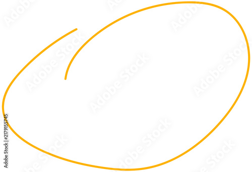Amber hand-drawn oval circle loop sketch isolated on transparent PNG background