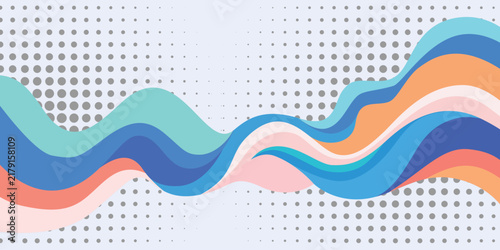 Abstract wavy line and halftone dot background