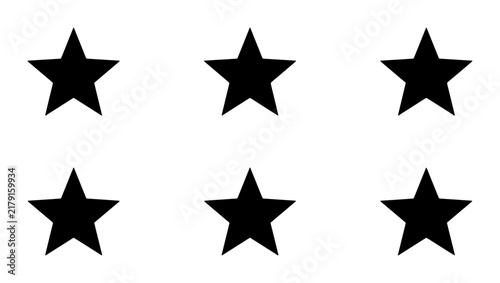 Six Black Star Icons, Simple Geometric Shapes, Graphic Elements for Design, Minimalist Celestial Symbols, Vector Art Collection
