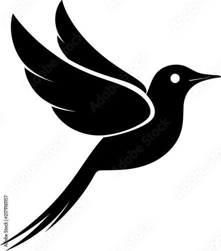 Flying bird silhouette vector graphic isolated on transparent background for nature conservation or avian wildlife projects.