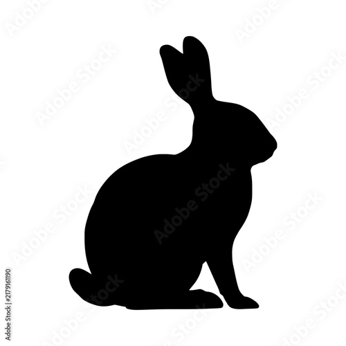 Sitting rabbit silhouette vector graphic isolated on plain background for easter crafts or animal related creative projects.