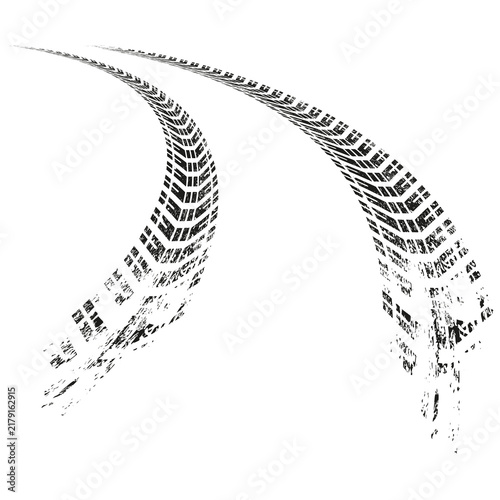 Sweeping Curved Tire Tracks and Skid Marks Vector Graphic