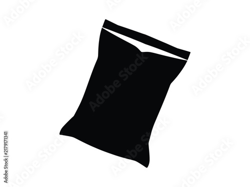 Black Pouch Packaging Silhouette Isolated