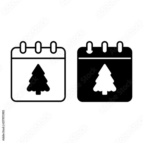 Calendar icons with Christmas tree symbols for holiday planning and organization