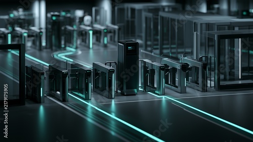 Biometric Access Control System with Secure Entry Gates for Identity Verification, Digital Security, Authentication, Smart Building Protection, Enterprise Cybersecurity and Technology Web Designs