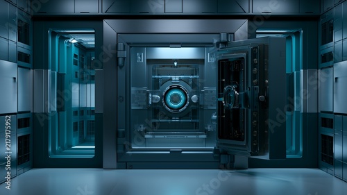 Biometric Security Vault with Access Control for Identity Verification, Data Protection, Cybersecurity, Secure Storage, Authentication Systems, IT Infrastructure, Technology Presentations & Web Design